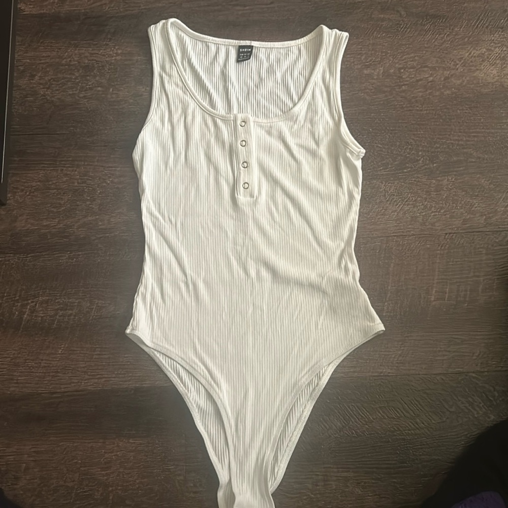 Ribbed button-down bodysuit